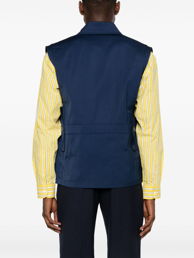 Blue Geometric-print Zip-up Gilet