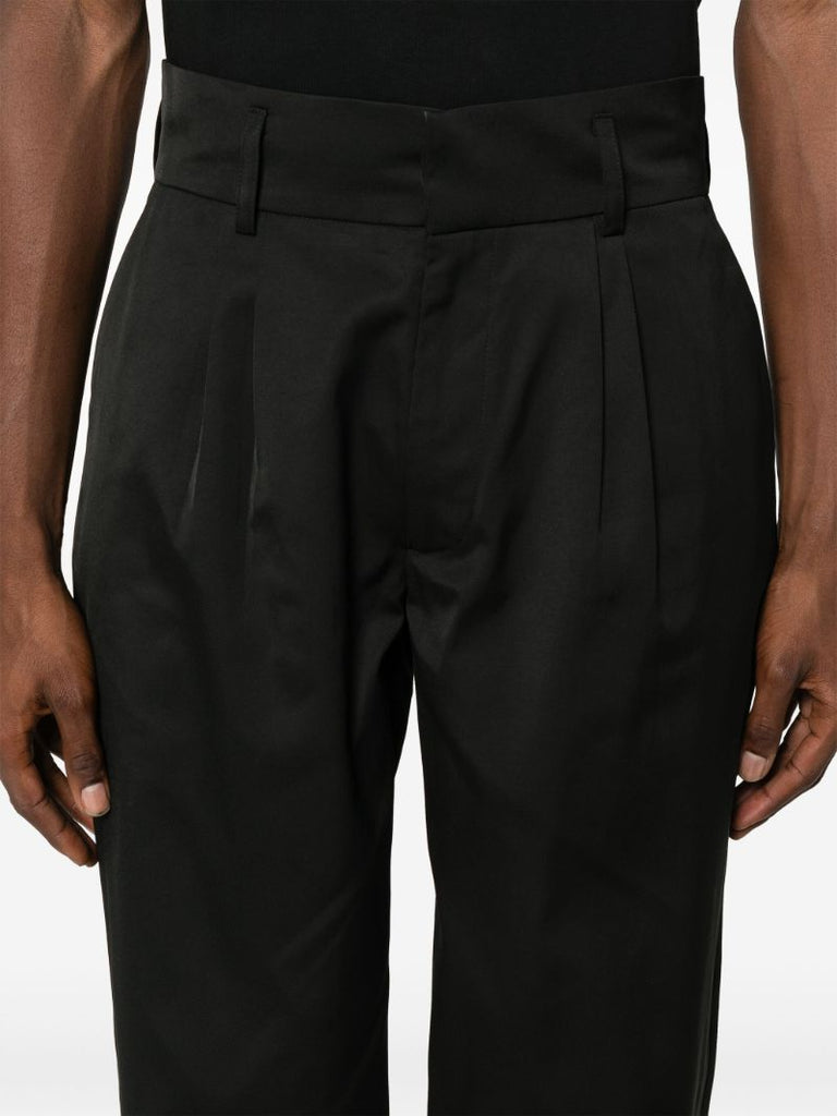Black Tapered-leg Twill Weave Trousers