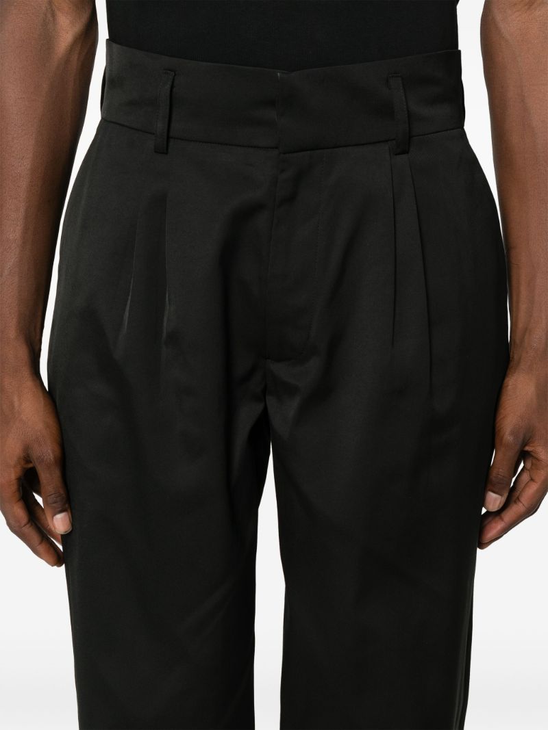 Black Tapered-leg Twill Weave Trousers