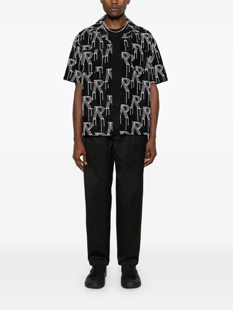 Black Tapered-leg Twill Weave Trousers