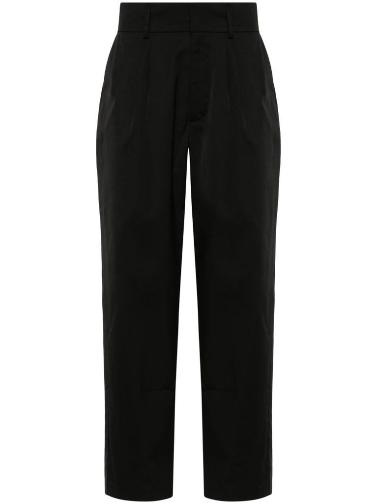 Black Tapered-leg Twill Weave Trousers