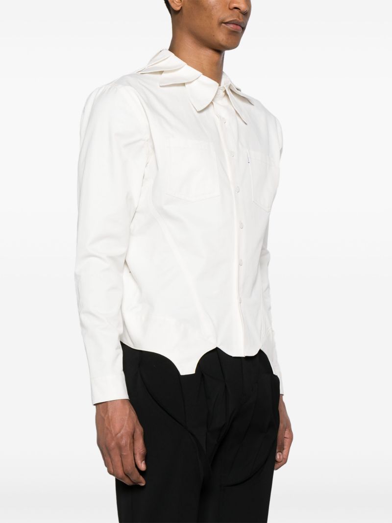 White Petal-collar Cotton Shirt