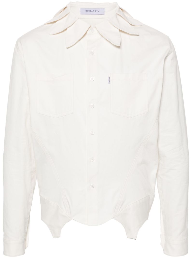 White Petal-collar Cotton Shirt