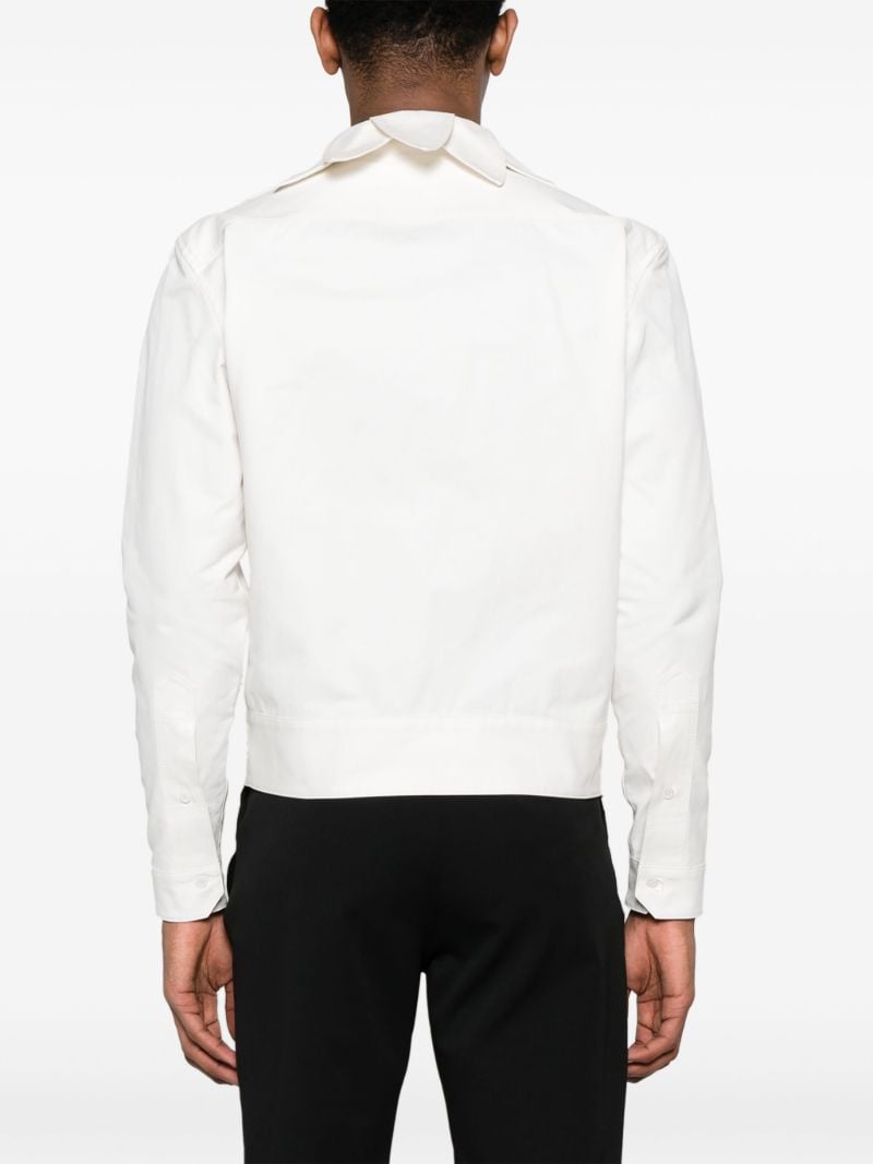 White Petal-collar Cotton Shirt