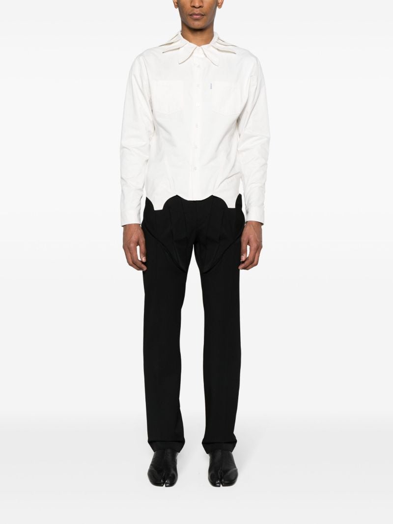 White Petal-collar Cotton Shirt