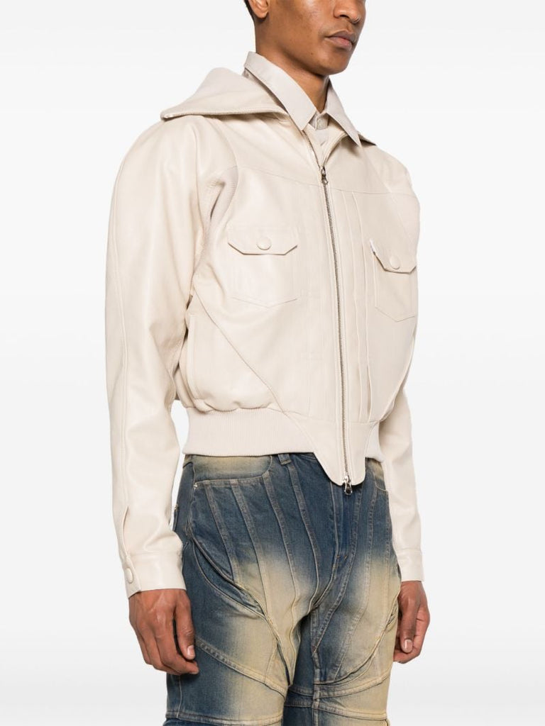 White Pourpoint Bomber Jacket