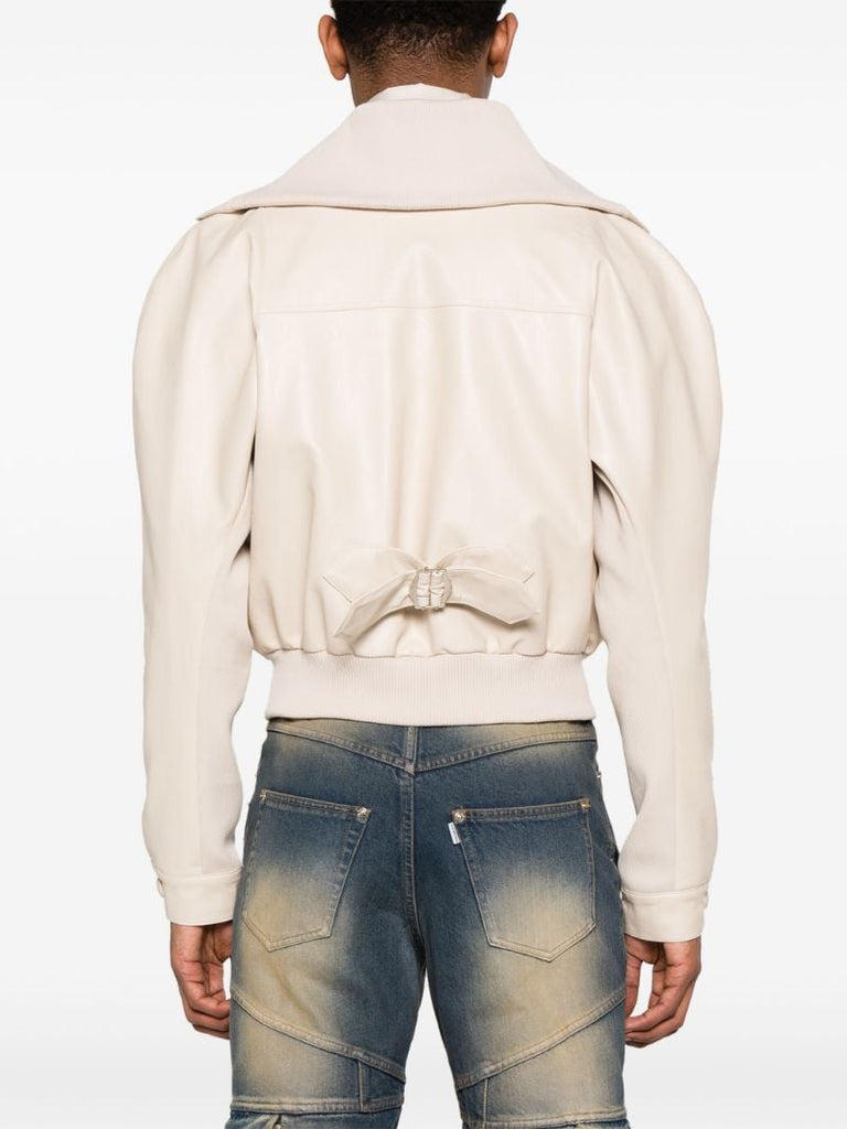 White Pourpoint Bomber Jacket
