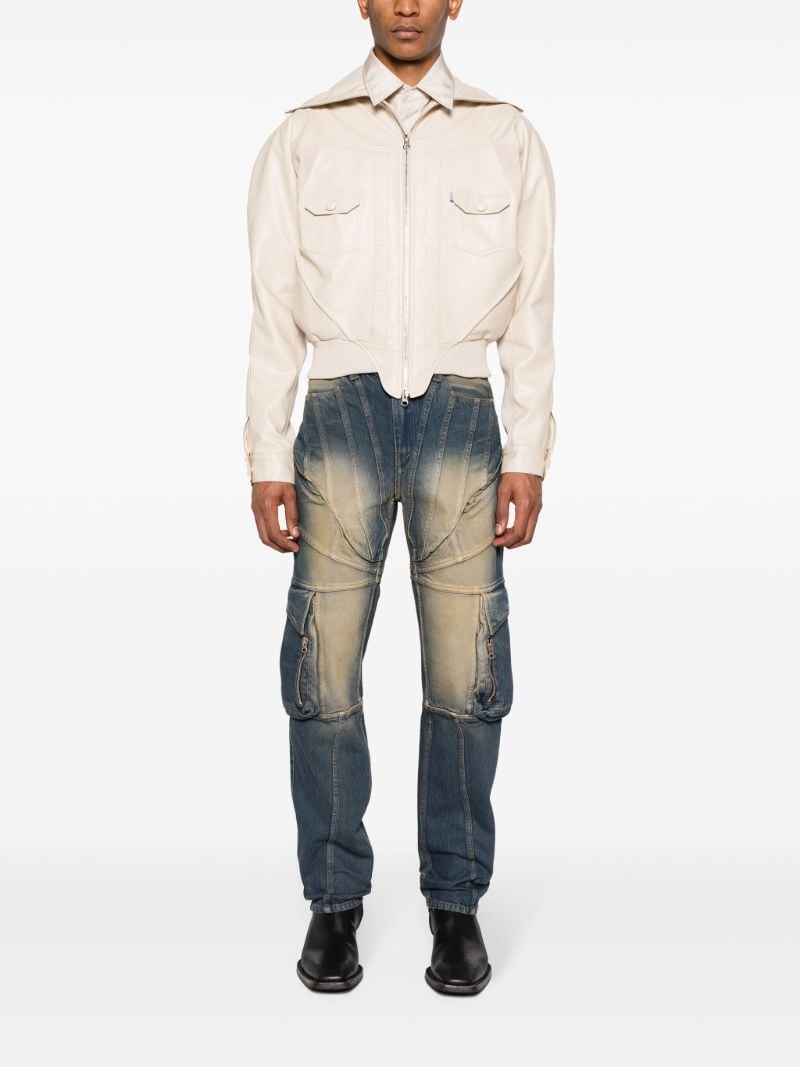 White Pourpoint Bomber Jacket