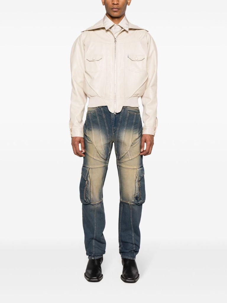 White Pourpoint Bomber Jacket