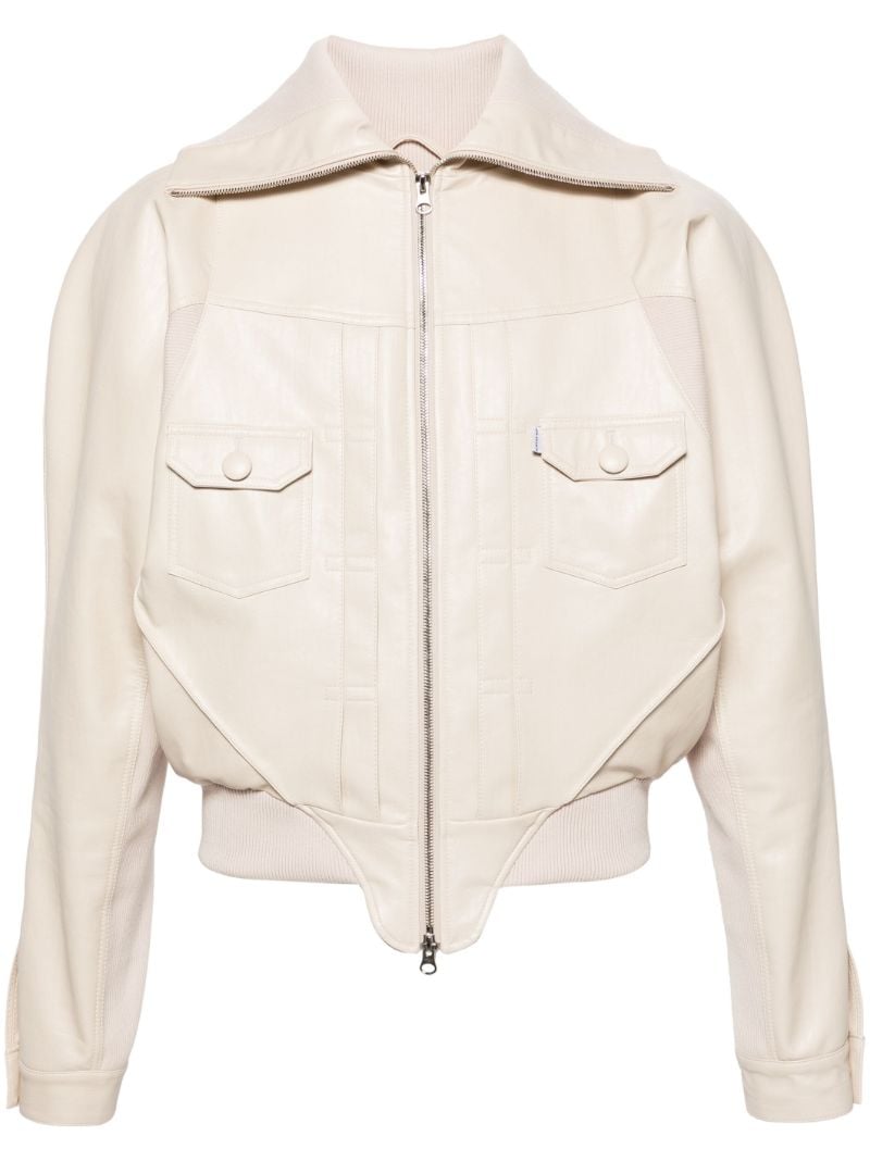 White Pourpoint Bomber Jacket