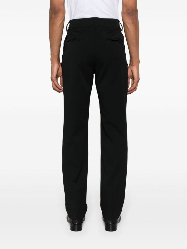 Black Pleat-detail Straight-leg Trousers
