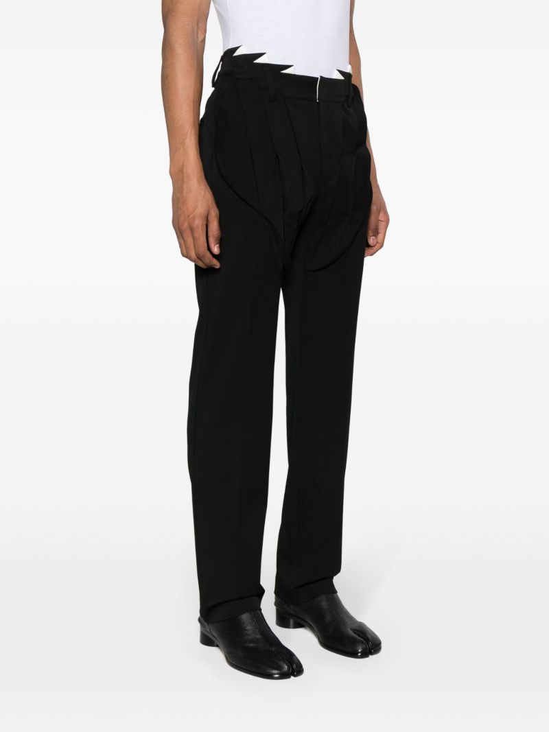Black Pleat-detail Straight-leg Trousers