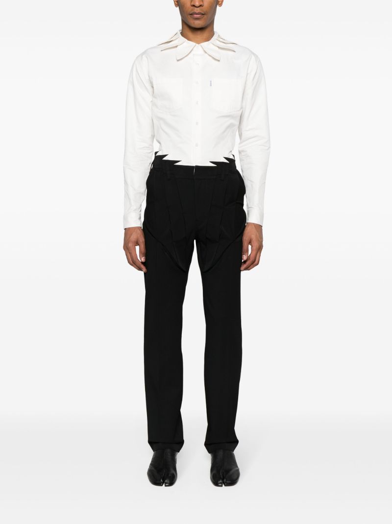 Black Pleat-detail Straight-leg Trousers