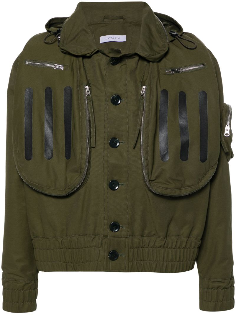 Green Multi-pocket Hooded Jacket