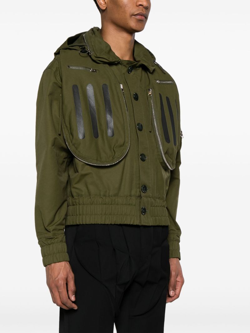 Green Multi-pocket Hooded Jacket