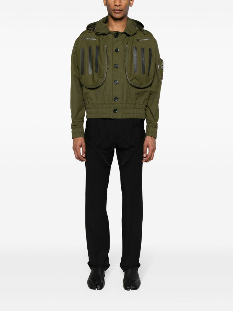 Green Multi-pocket Hooded Jacket