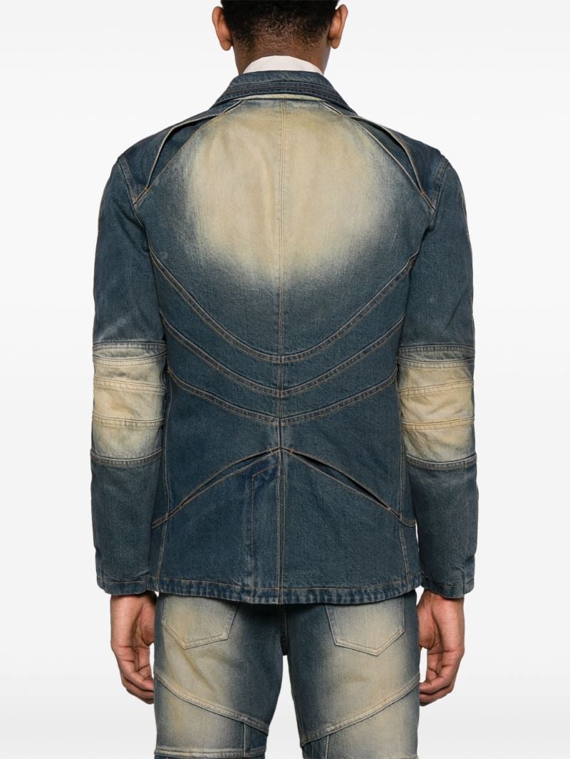 Blue Gather-slash Tailored Denim Jacket