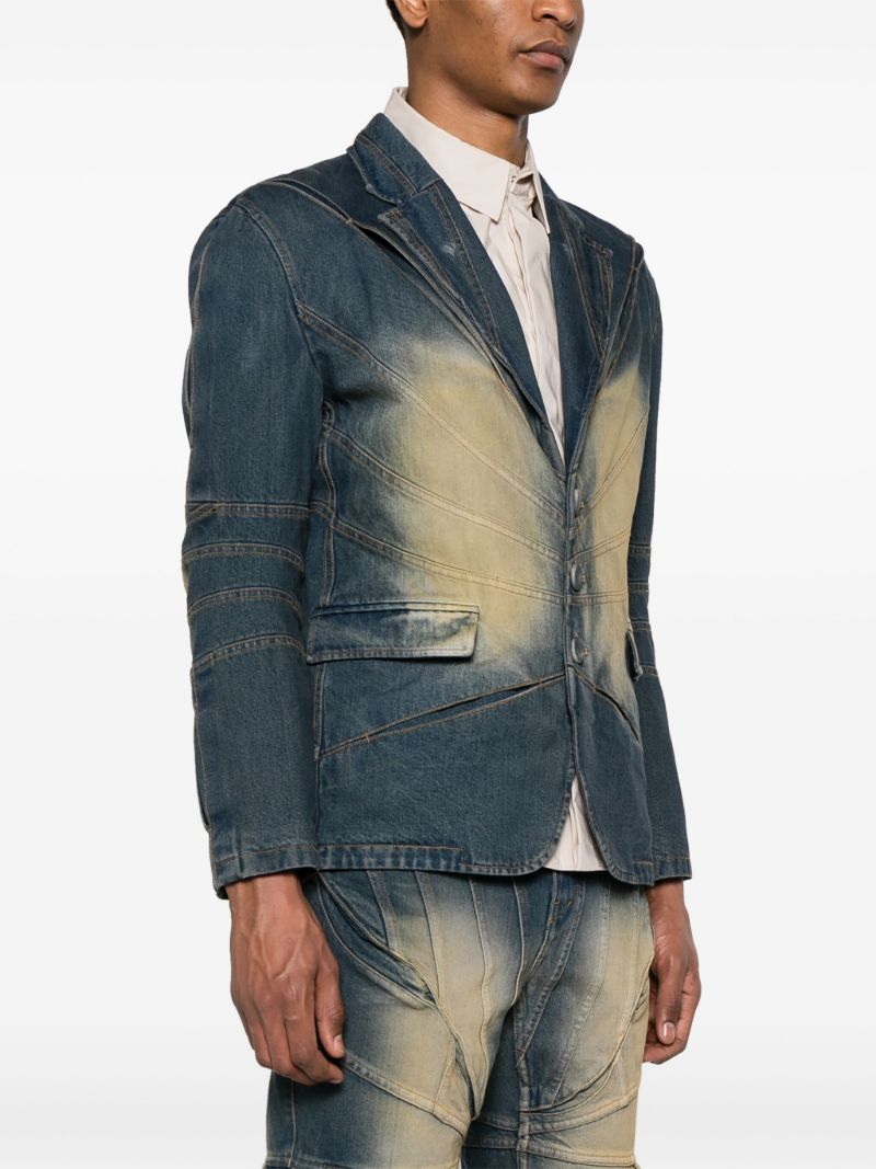 Blue Gather-slash Tailored Denim Jacket