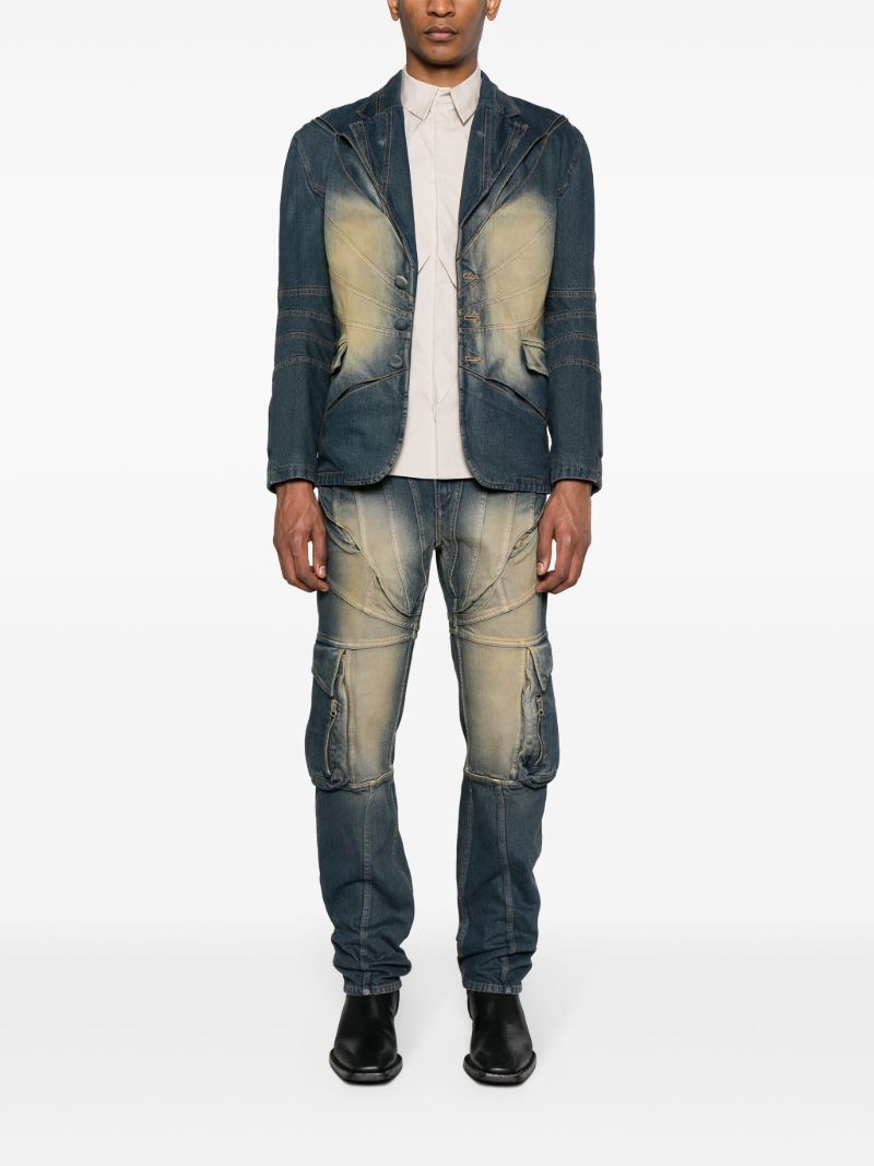 Blue Gather-slash Tailored Denim Jacket