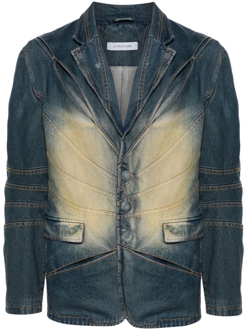 Blue Gather-slash Tailored Denim Jacket