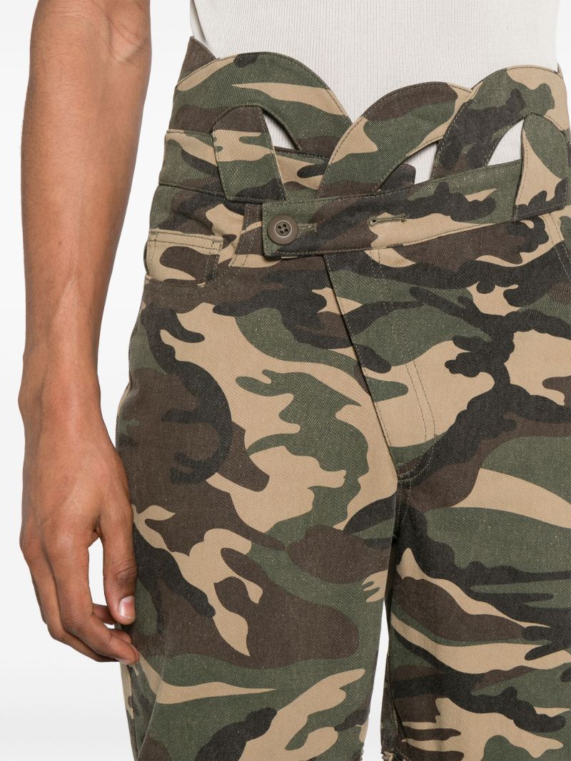 Green Camouflage-print Straight Trousers