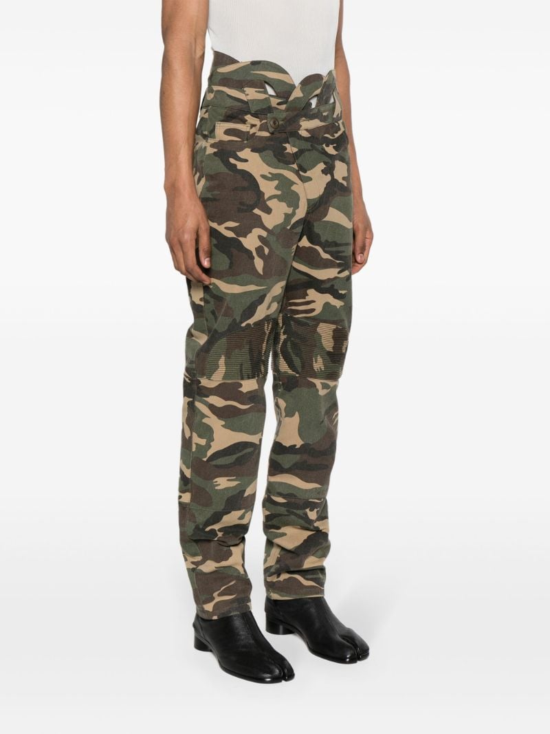 Green Camouflage-print Straight Trousers