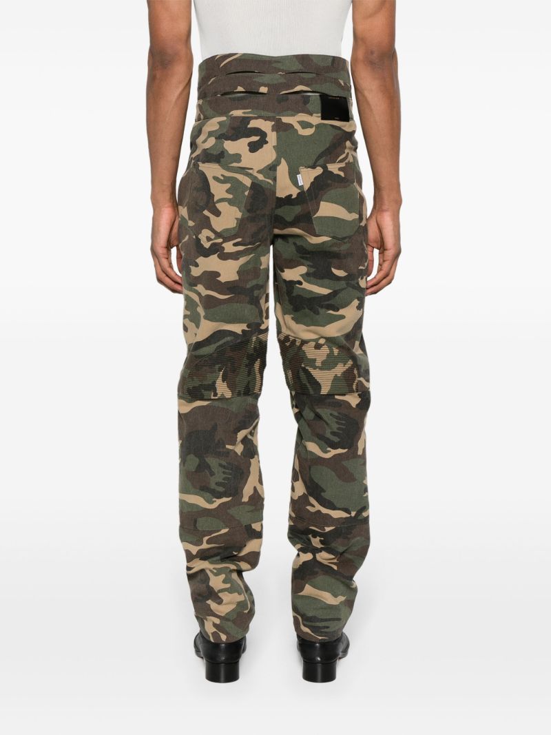 Green Camouflage-print Straight Trousers
