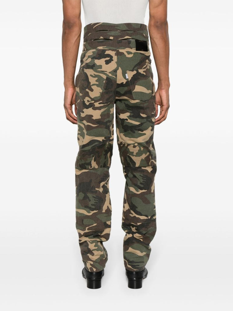 Green Camouflage-print Straight Trousers