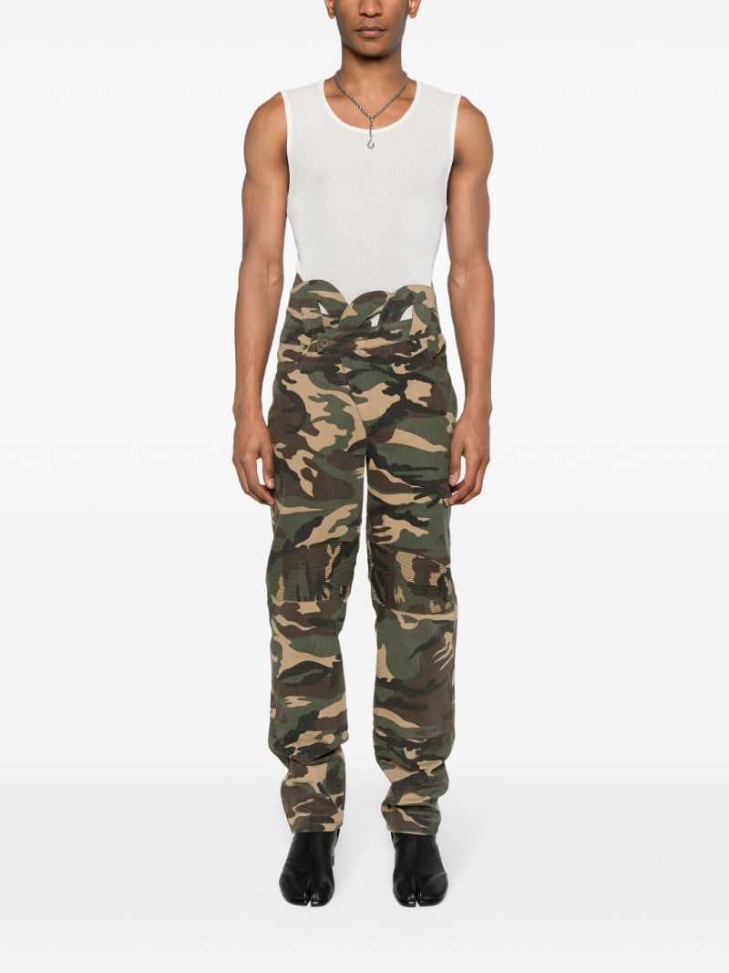 Green Camouflage-print Straight Trousers