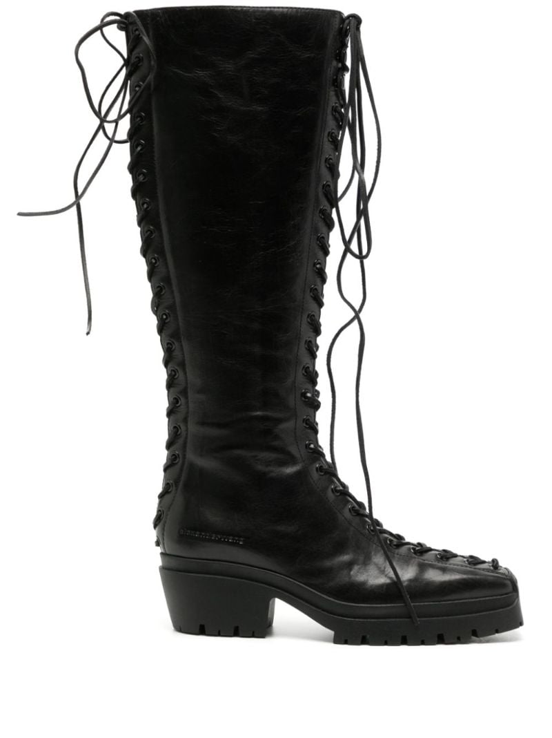 Black Terrain Lace-up Leather Boots