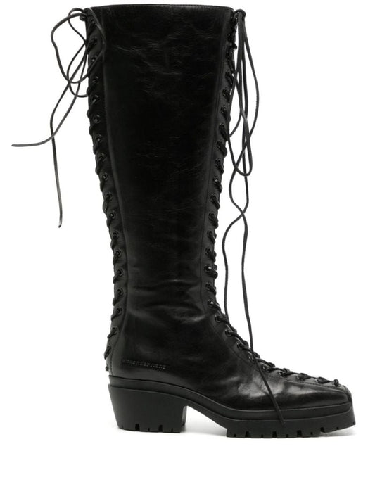 Black Terrain Lace-up Leather Boots