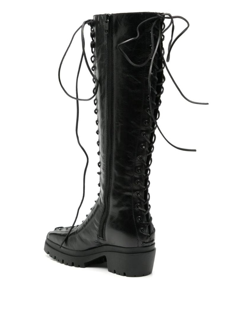 Black Terrain Lace-up Leather Boots