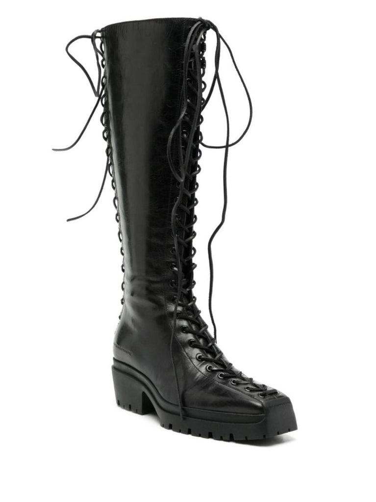 Black Terrain Lace-up Leather Boots