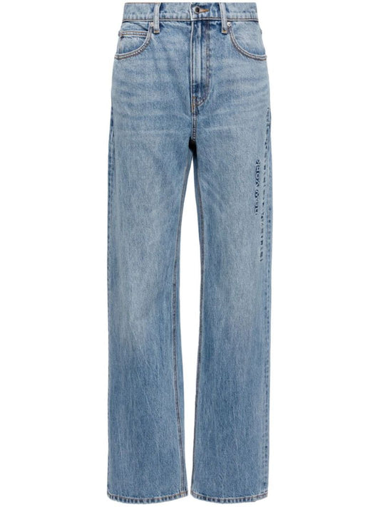 Blue Ez Mid-rise Straight-leg Jeans