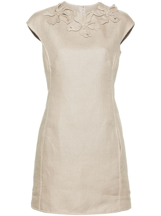 Neutral Floral-appliquÃ_x0083_Â©d Mini Dress