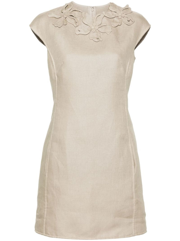 Neutral Floral-appliquÃ_x0083_Â©d Mini Dress