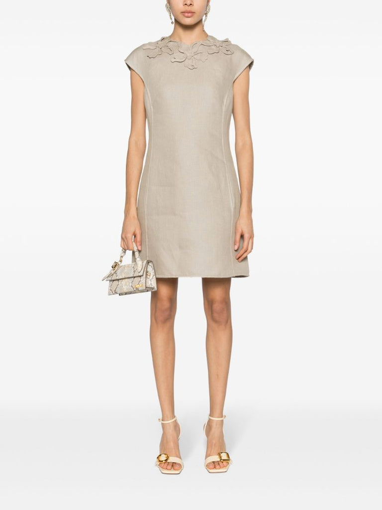 Neutral Floral-appliquÃ_x0083_Â©d Mini Dress