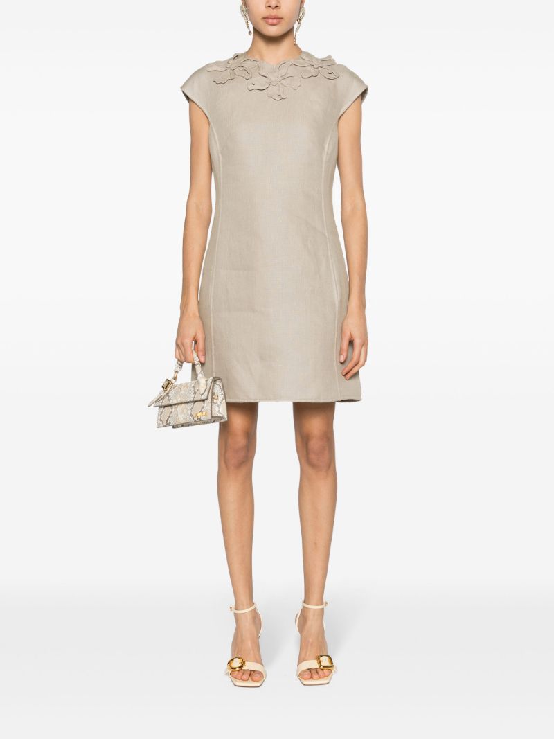 Neutral Floral-appliquÃ_x0083_Â©d Mini Dress