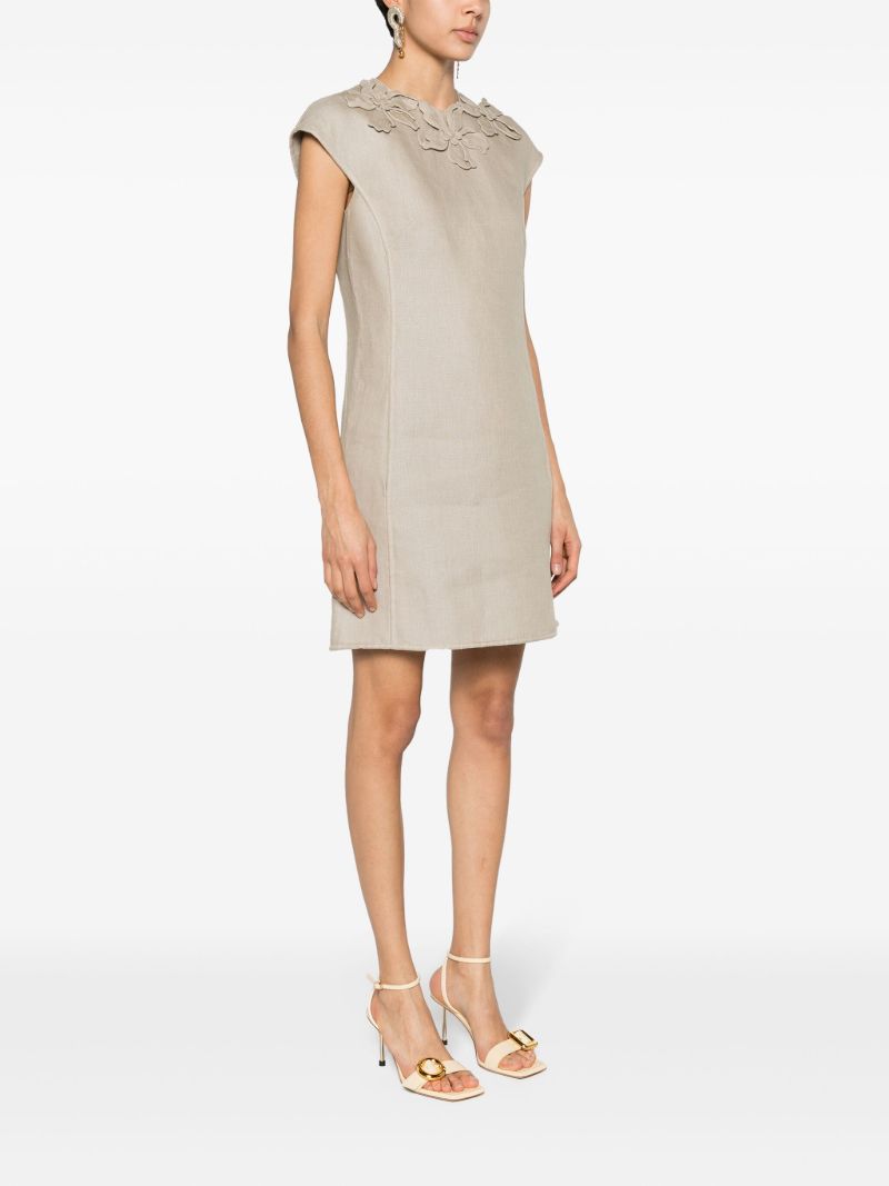 Neutral Floral-appliquÃ_x0083_Â©d Mini Dress