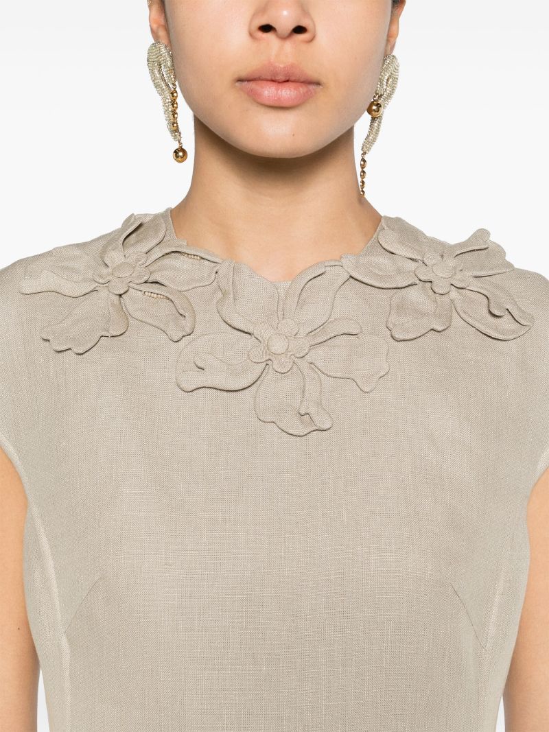 Neutral Floral-appliquÃ_x0083_Â©d Mini Dress