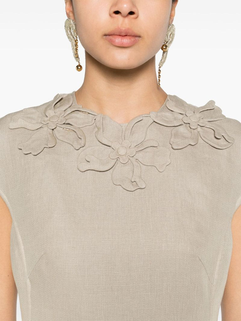 Neutral Floral-appliquÃ_x0083_Â©d Mini Dress