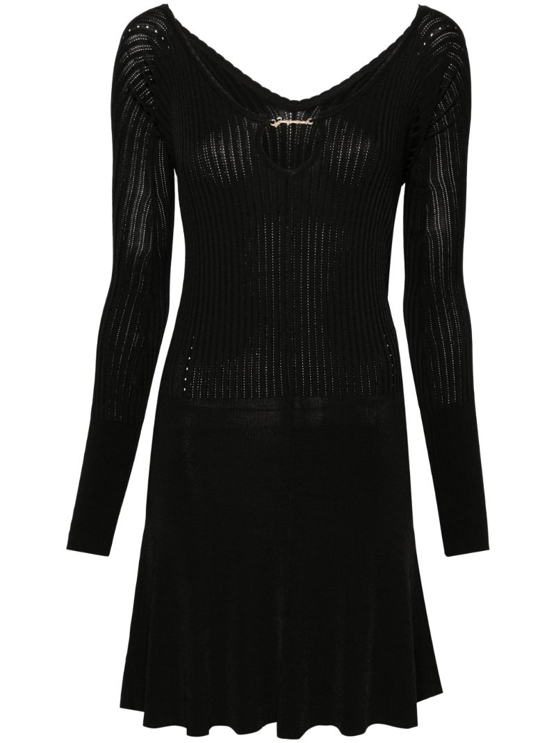 Black Pralu Logo-plaque Ribbed Dress