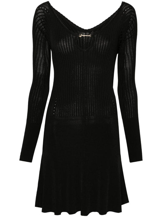 Black Pralu Logo-plaque Ribbed Dress