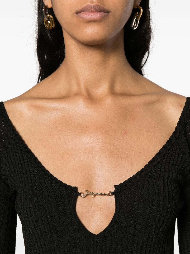 Black Pralu Logo-plaque Ribbed Dress