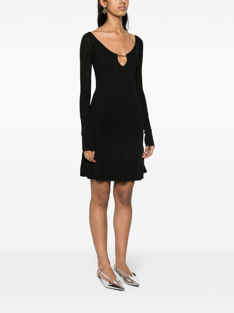 Black Pralu Logo-plaque Ribbed Dress