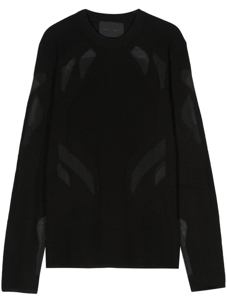 Black Semi-sheer Panels Sweater