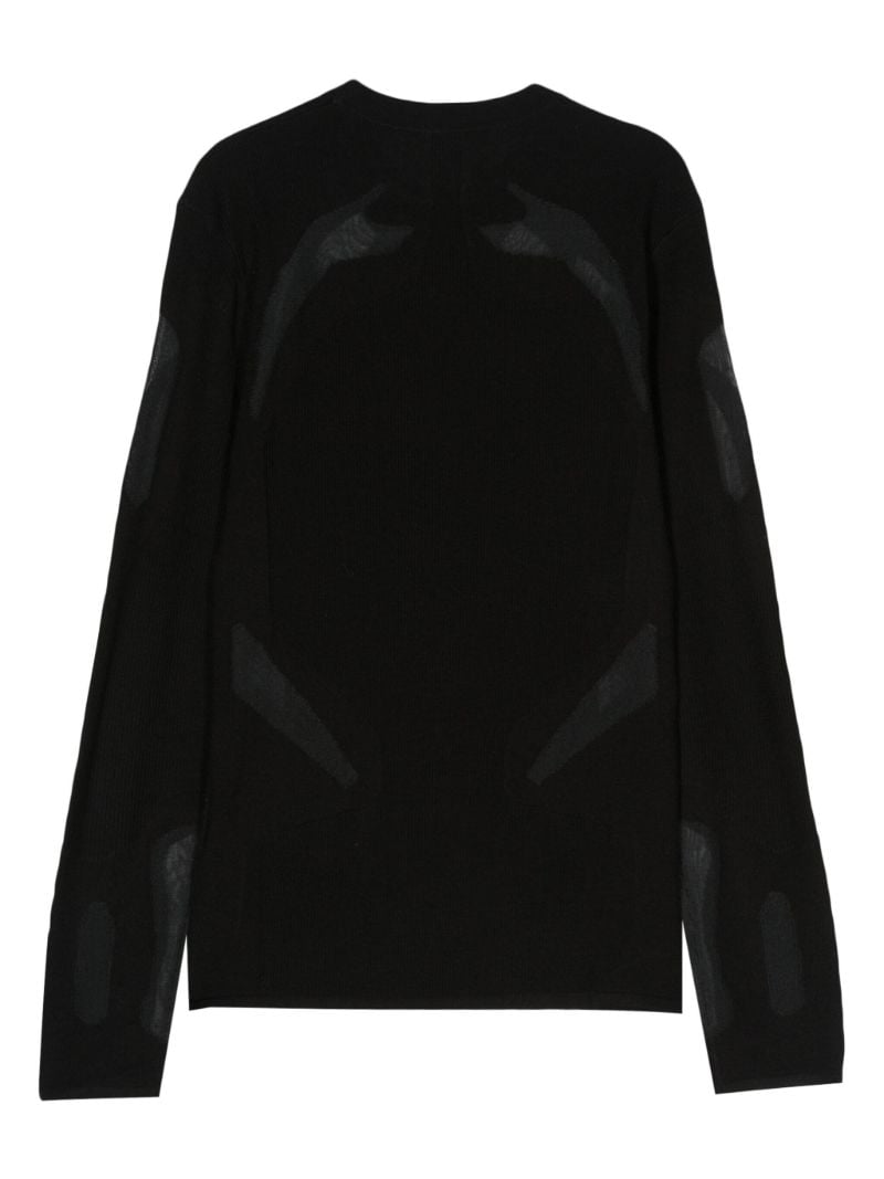 Black Semi-sheer Panels Sweater