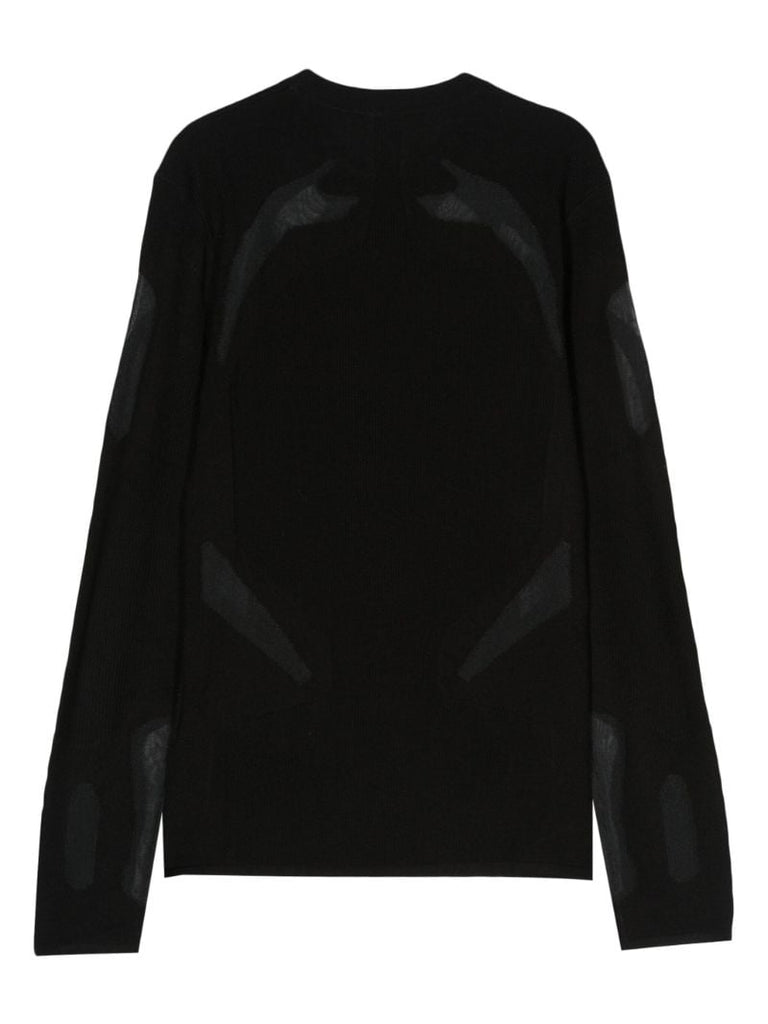 Black Semi-sheer Panels Sweater