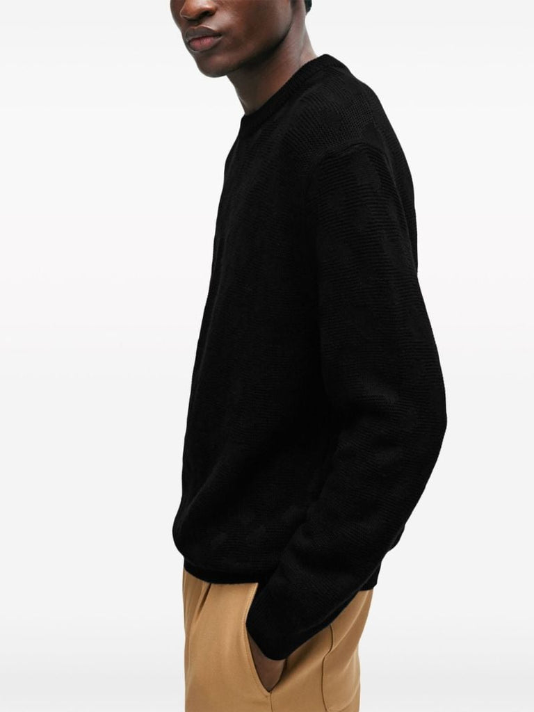 Black Crew Neck Wool Sweater