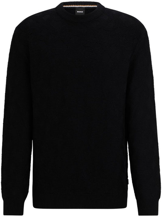 Black Crew Neck Wool Sweater
